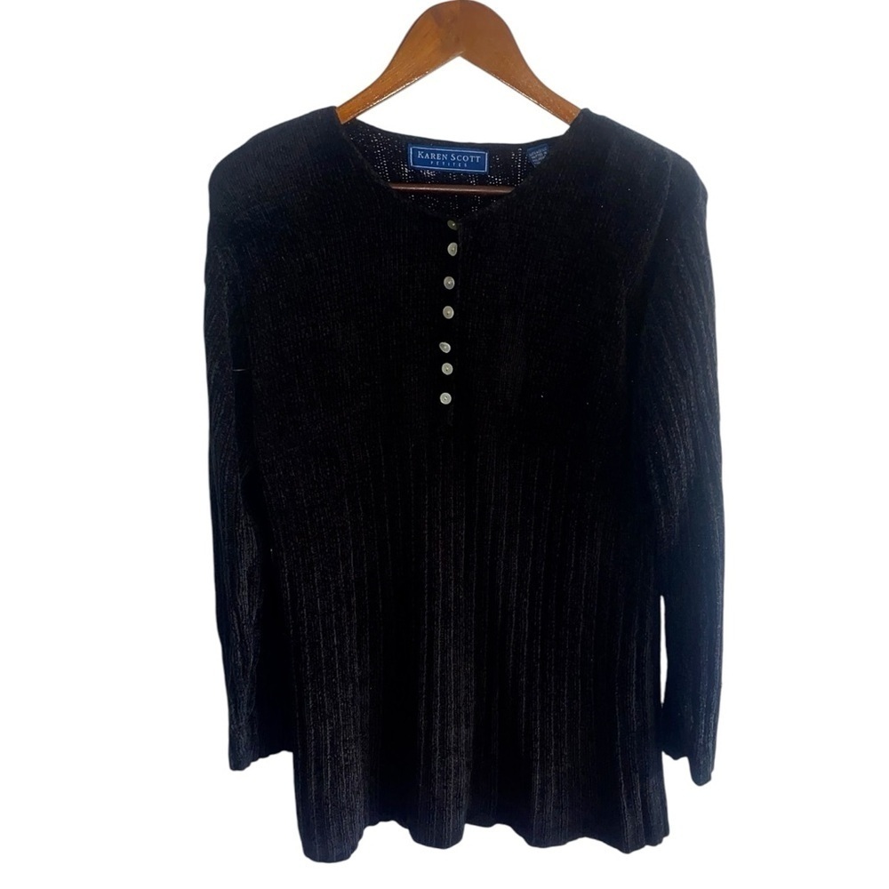 Karen Scott Vintage Black Chenille Knit Sweater Dress